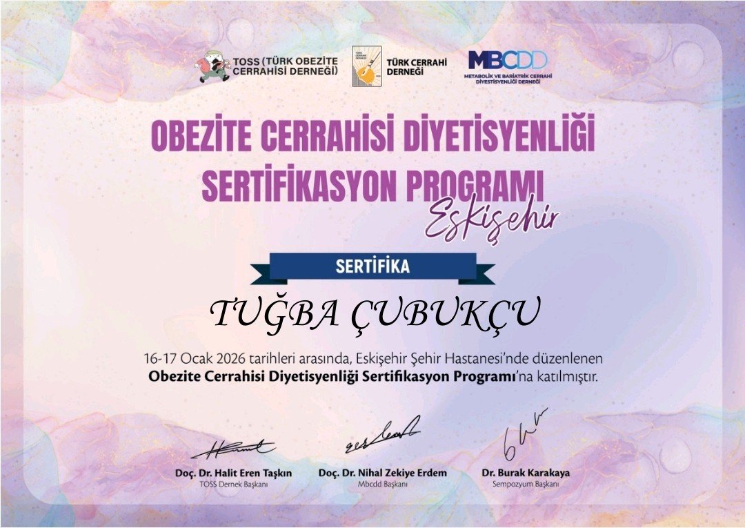 Diyetisyen Tuğba Çubukcu